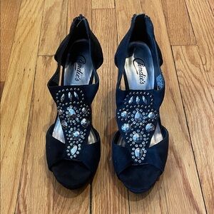 Candie's Black Crystal Embellished Heels